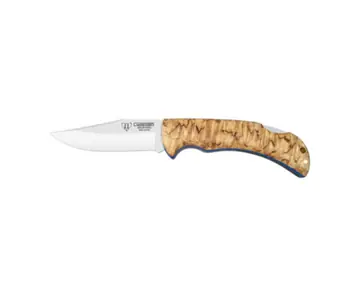 Cudeman Artemisa Strong Folding Knife with Birch Wood & Leather Sheath