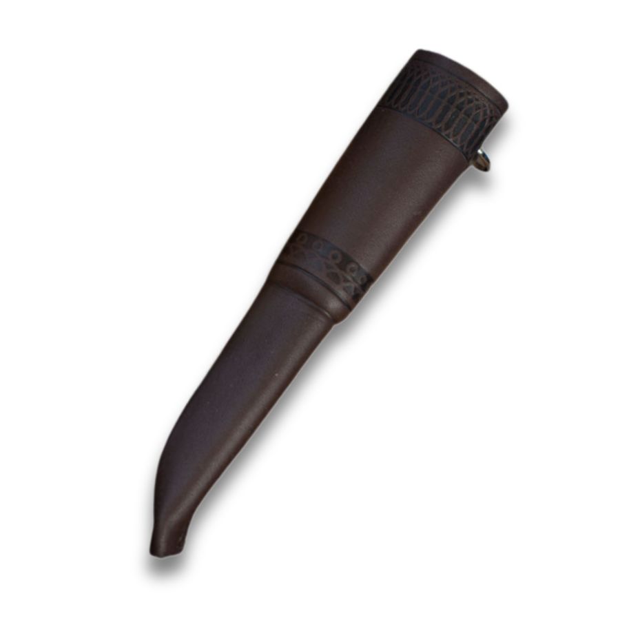 isakki Järvenpää Askare-kniv med kort, stærk stålklinge og ergonomisk formet træskaft i traditionelt finsk design.