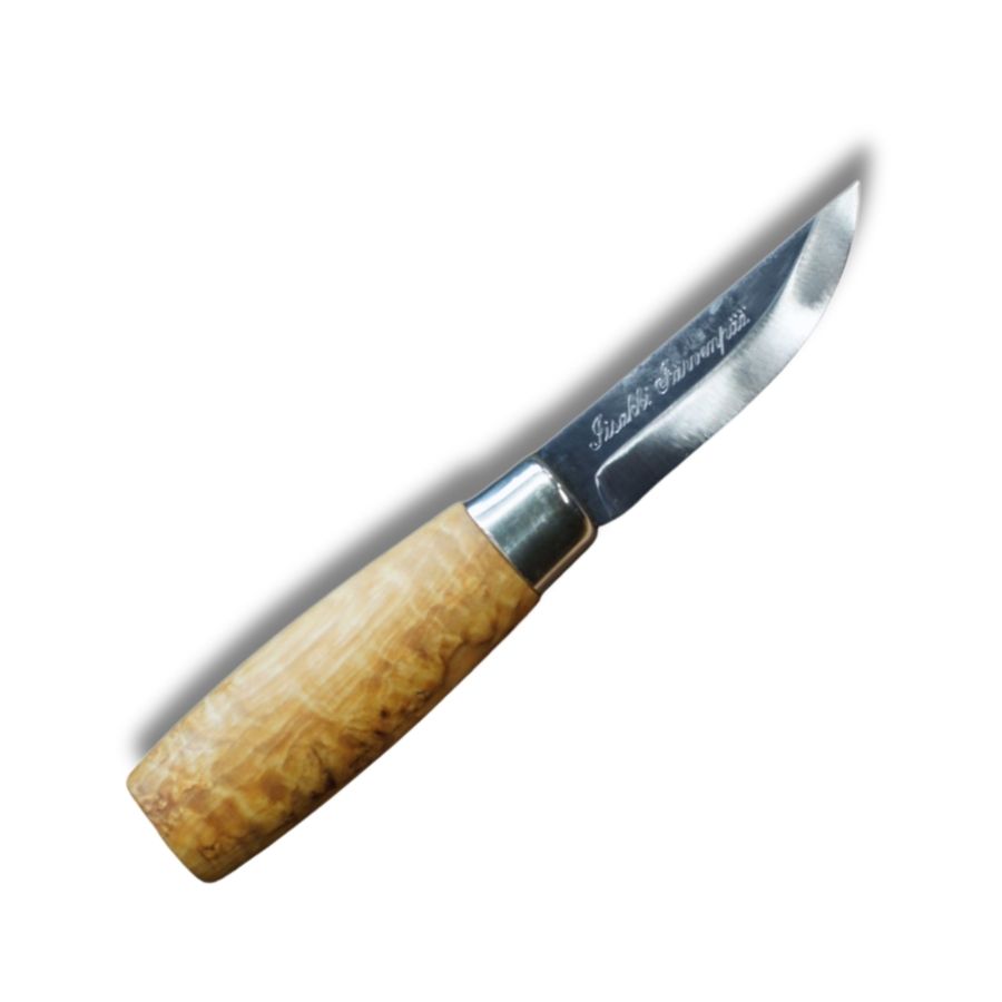 Iisakki Järvenpää Hare-kniv med smal, skarp stålklinge og ergonomisk formet træskaft i traditionelt finsk design.