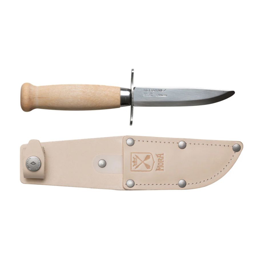 Morakniv Scout 39 Safe S children’s knife with rounded tip, wooden handle and leather sheath – safe knife for scouts and outdoor use